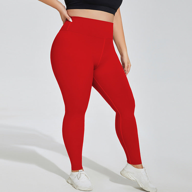 Plus Size Yoga Pants Nude Feel Breathable High Top Sports Fitness Pants