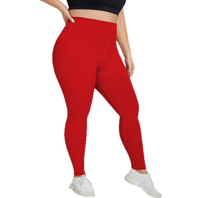Plus Size Yoga Pants Nude Feel Breathable High Top Sports Fitness Pants