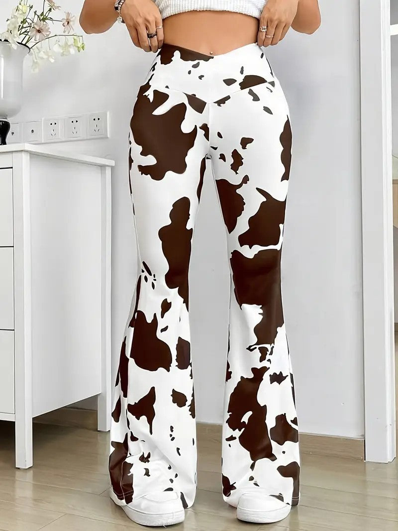 Womens Flared Yoga Pants With 3D Print