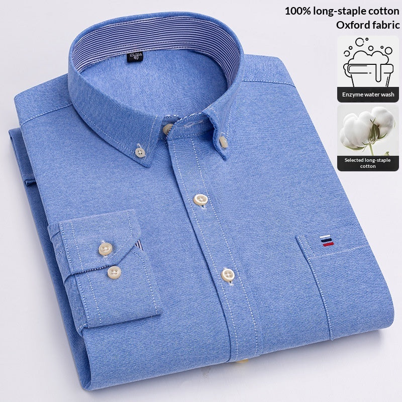 Plus-size Casual Plaid Shirt With Long Sleeves For Young And Middle-aged Men