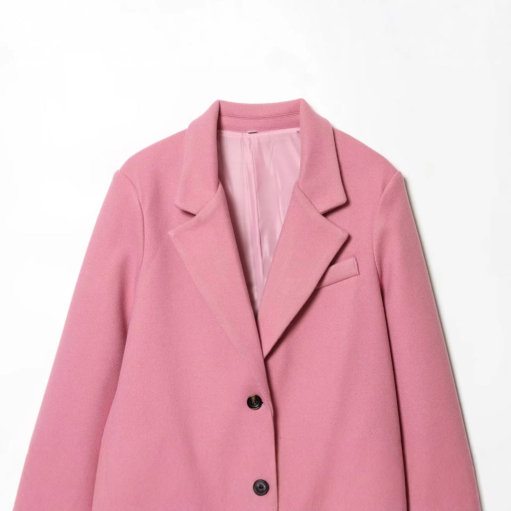 Womens Solid Color Casual Blazer With Long Sleeves