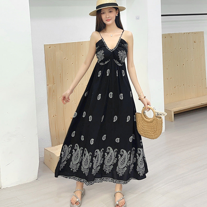 Womens Sleeveless Floral Print Slip Dress