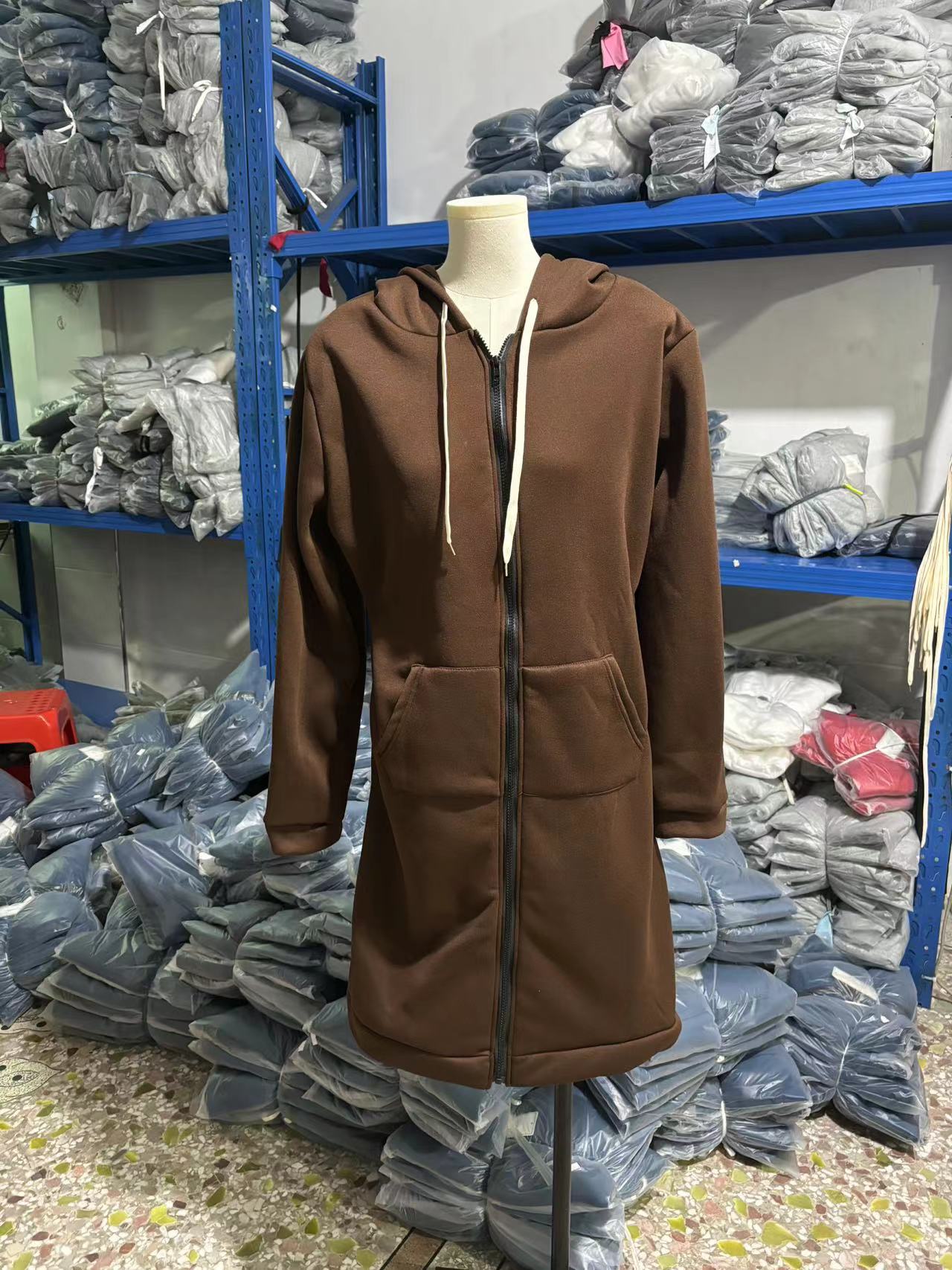 Women's Mid-length Hooded Long Sleeve Sweater