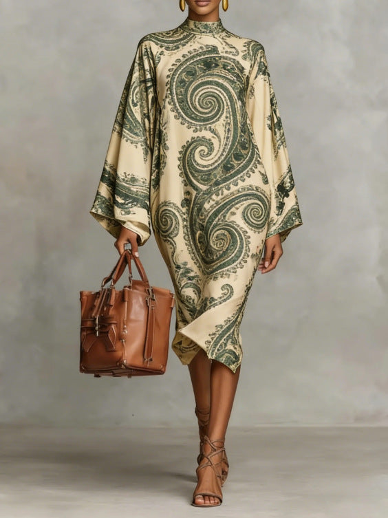 Digital Printing Fresh And Retro Flowy Dress