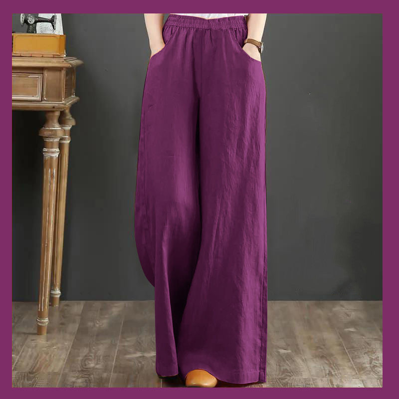 Wide Leg Linen Pants — Relaxed Fit