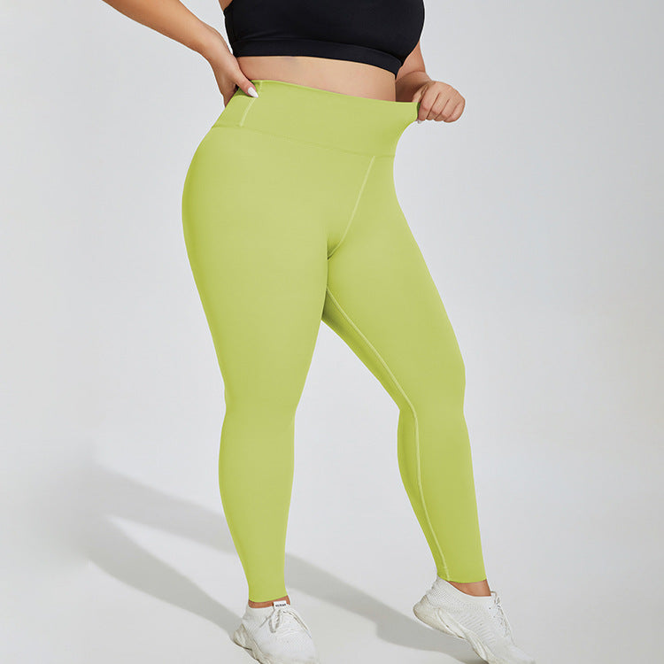 Plus Size Yoga Pants Nude Feel Breathable High Top Sports Fitness Pants