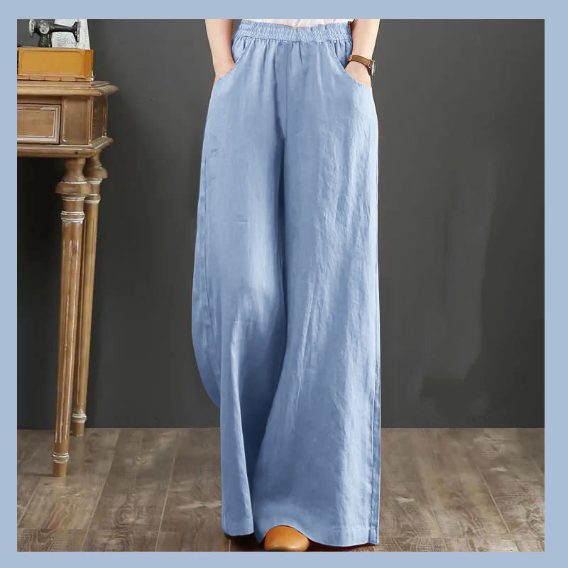 Wide Leg Linen Pants — Relaxed Fit
