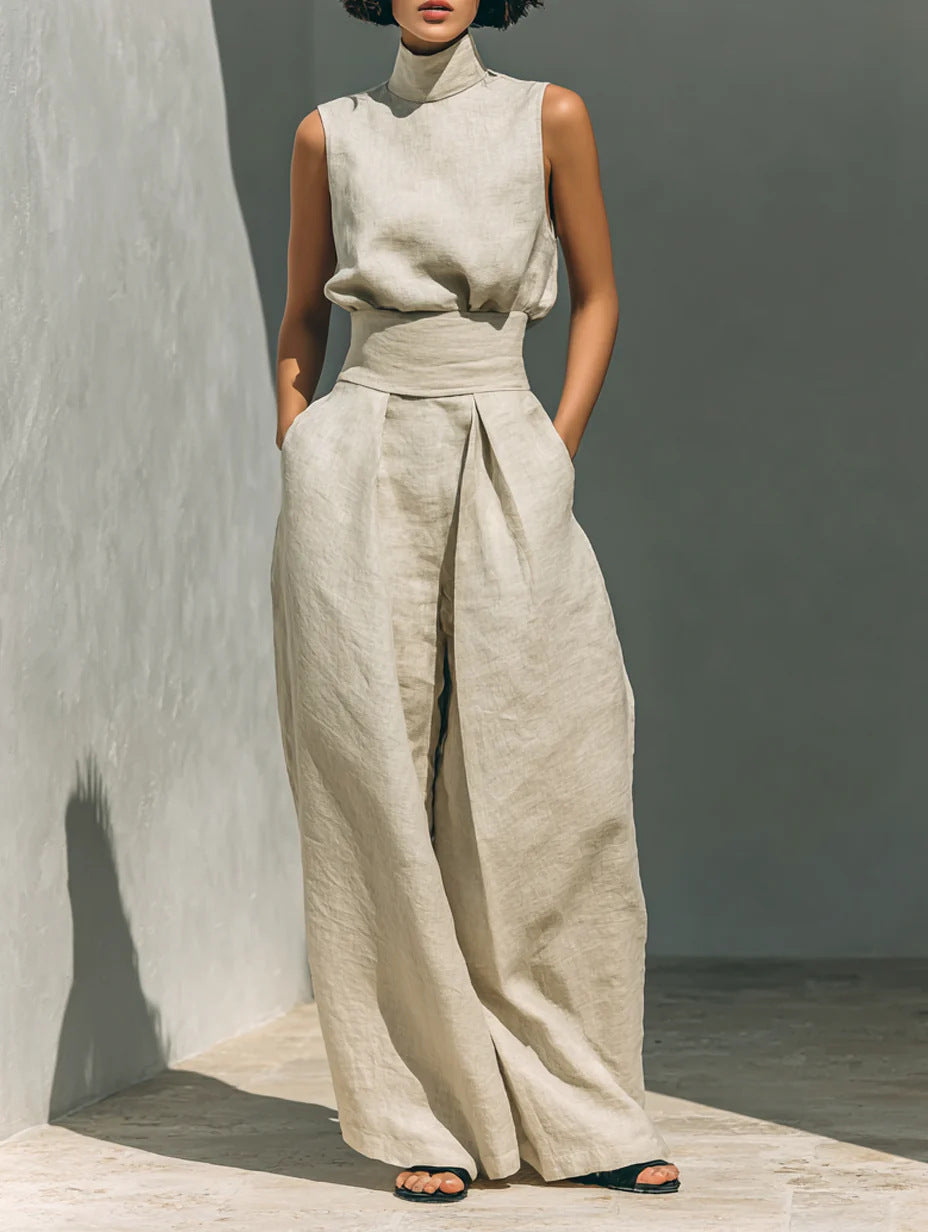 Cotton-Linen Sleeveless Set