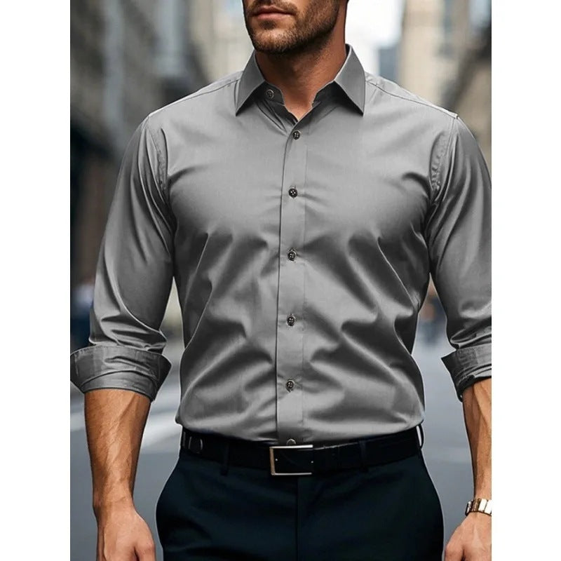 Bolubao Men Smart Casual Shirt Brand Fashion Solid Color