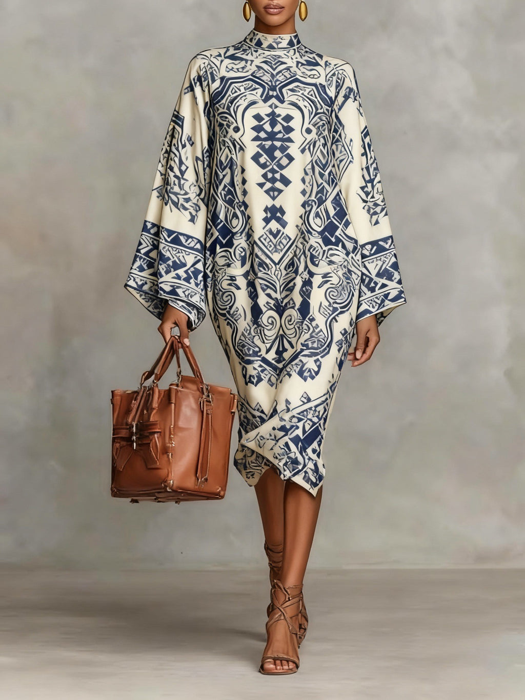 Digital Printing Fresh And Retro Flowy Dress