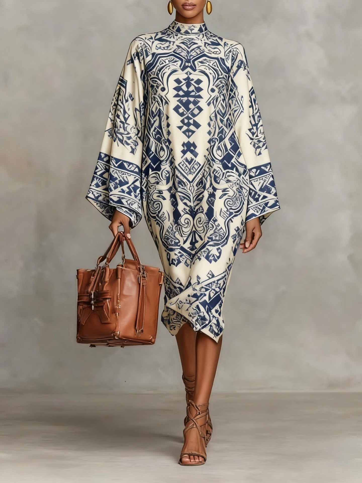 Digital Printing Fresh And Retro Flowy Dress