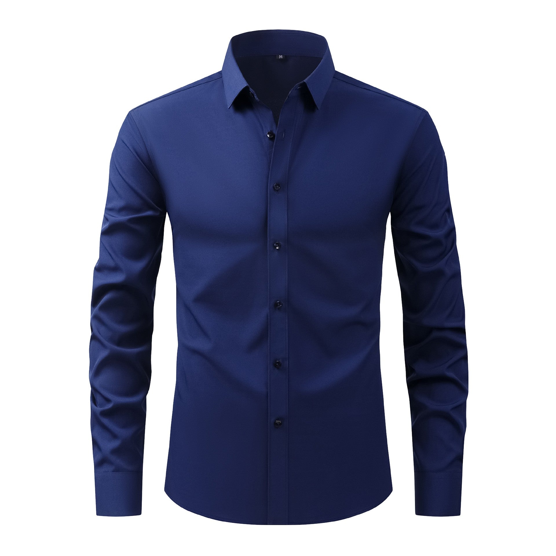 Full Elastic Force Natural Color Button Men's Plus Size Shirt