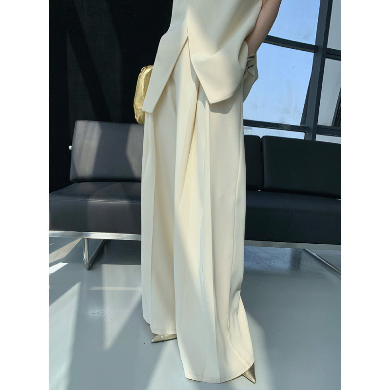 Irregular Sleeveless Vest Top And High-waisted Wide-leg Pants Set