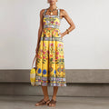 Women's Summer Slip Dress With Pockets And Placement Print