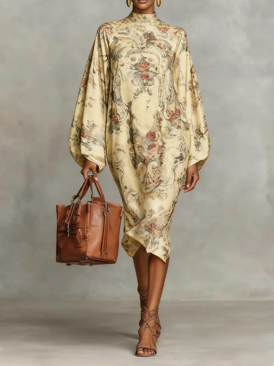 Digital Printing Fresh And Retro Flowy Dress