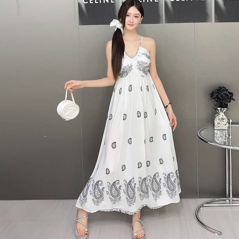 Womens Sleeveless Floral Print Slip Dress