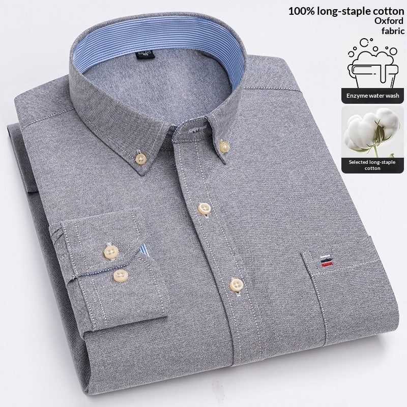 Plus-size Casual Plaid Shirt With Long Sleeves For Young And Middle-aged Men