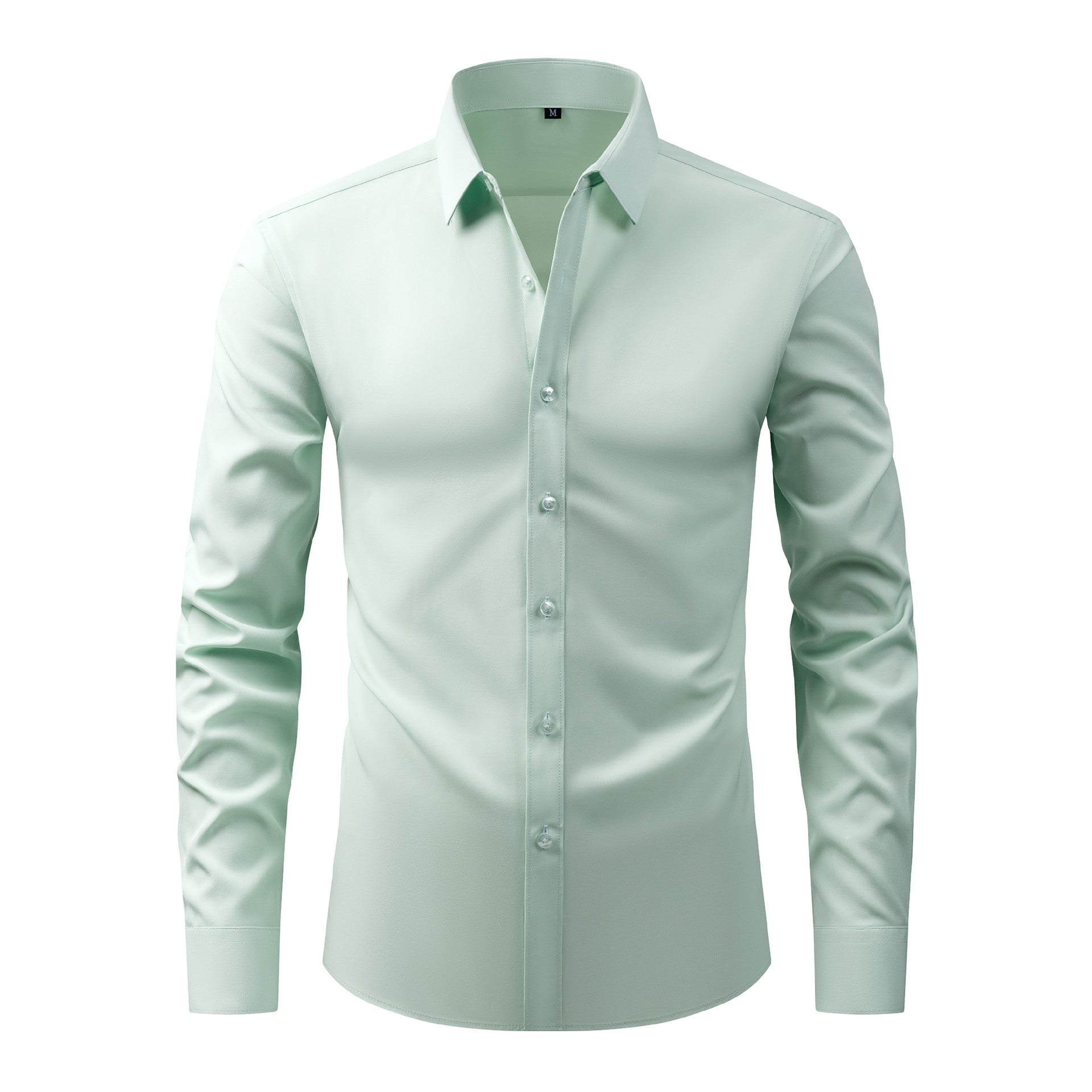 Full Elastic Force Natural Color Button Men's Plus Size Shirt