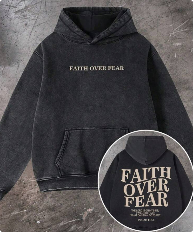 Make Old Washed Wax Printed Cotton Sweatshirt Loose Fit