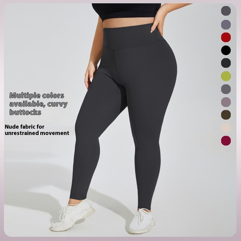 Plus Size Yoga Pants Nude Feel Breathable High Top Sports Fitness Pants