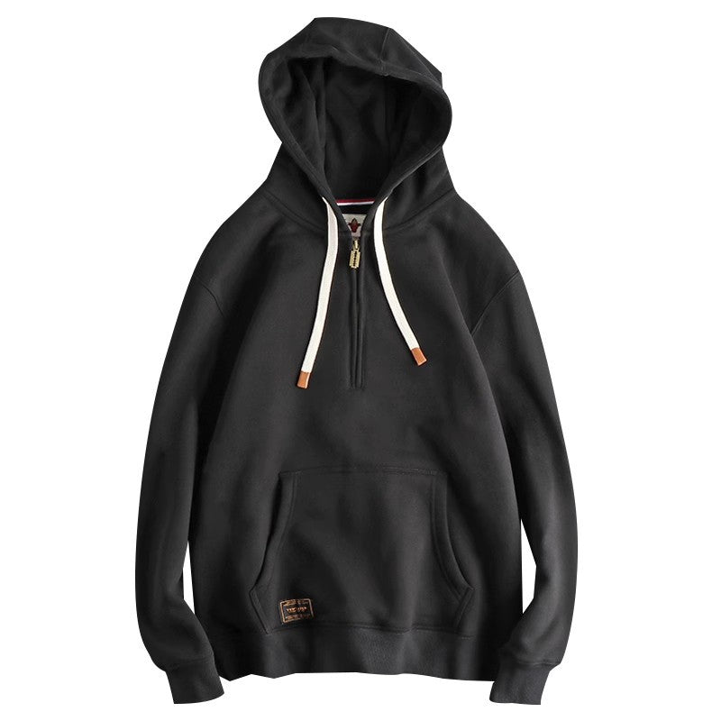 Retro Solid Color Hooded Sweater For Men