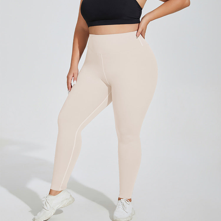 Plus Size Yoga Pants Nude Feel Breathable High Top Sports Fitness Pants
