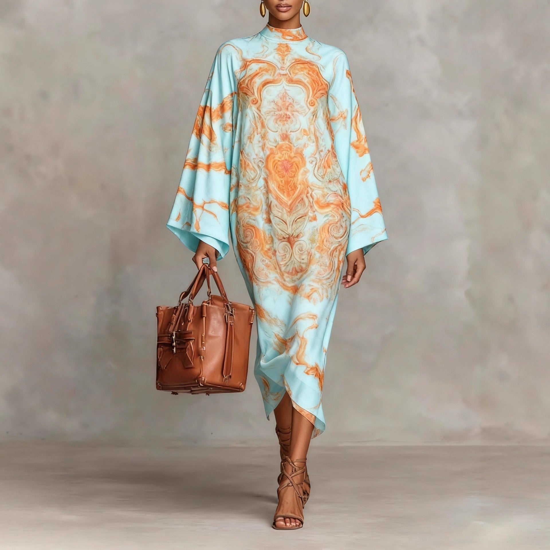 Digital Printing Fresh And Retro Flowy Dress