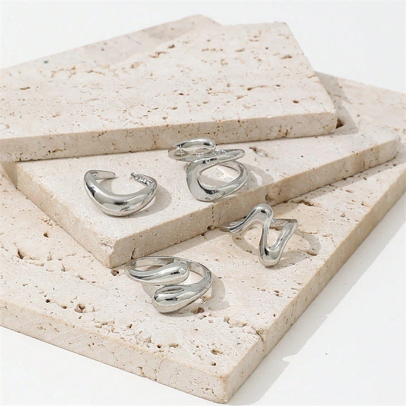 Irregular Opening Adjustable Light Ring With Water Droplets