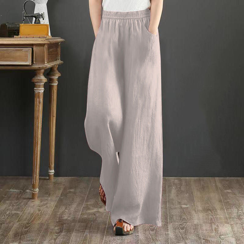 Wide Leg Linen Pants — Relaxed Fit