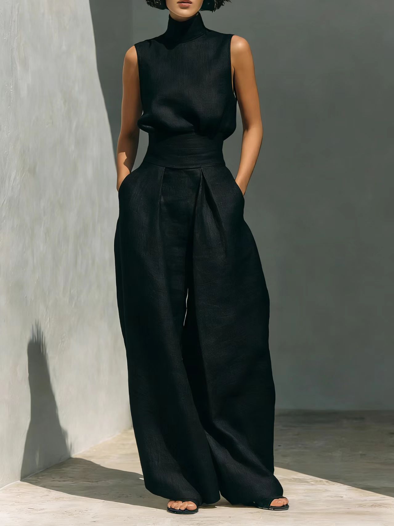 Cotton-Linen Sleeveless Set