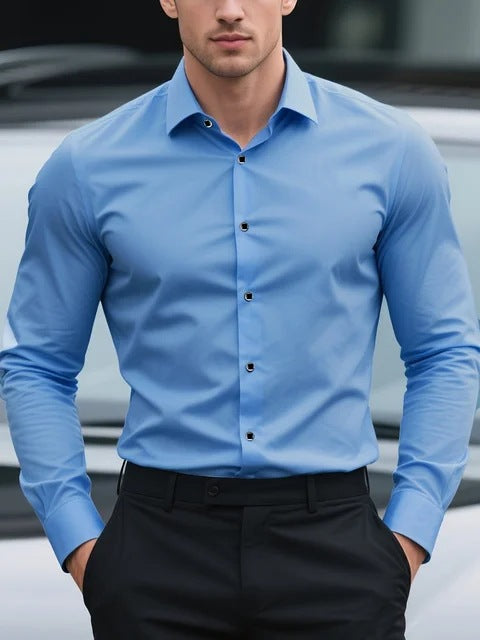 Bolubao Men Smart Casual Shirt Brand Fashion Solid Color