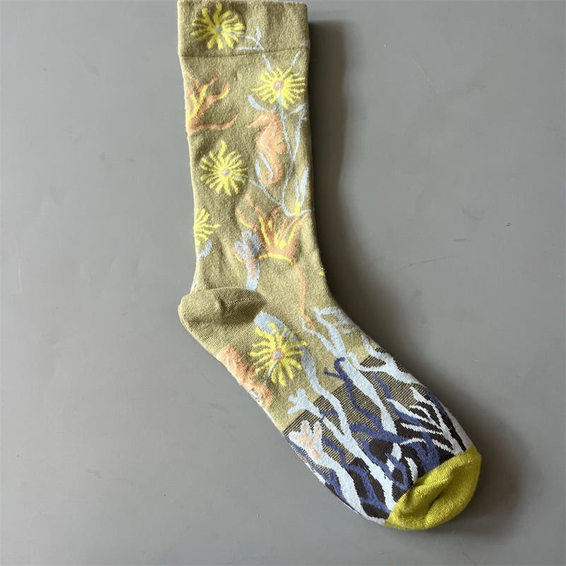Retro-style Fun Mid-calf Socks For Men And Women