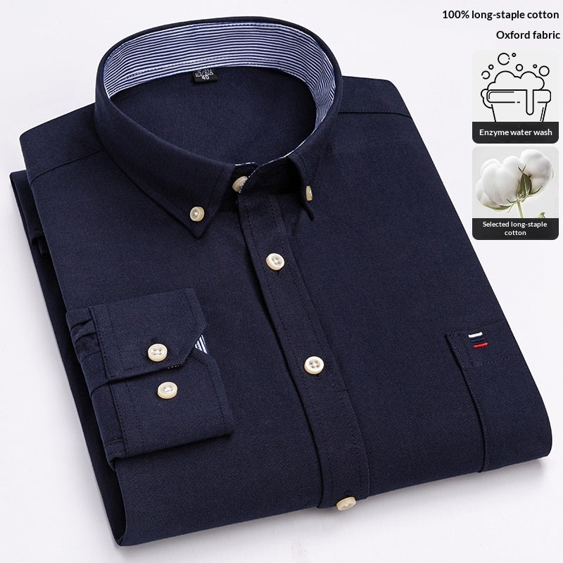 Plus-size Casual Plaid Shirt With Long Sleeves For Young And Middle-aged Men