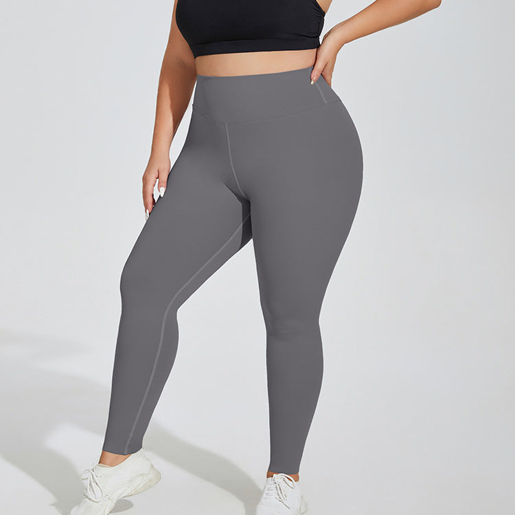 Plus Size Yoga Pants Nude Feel Breathable High Top Sports Fitness Pants