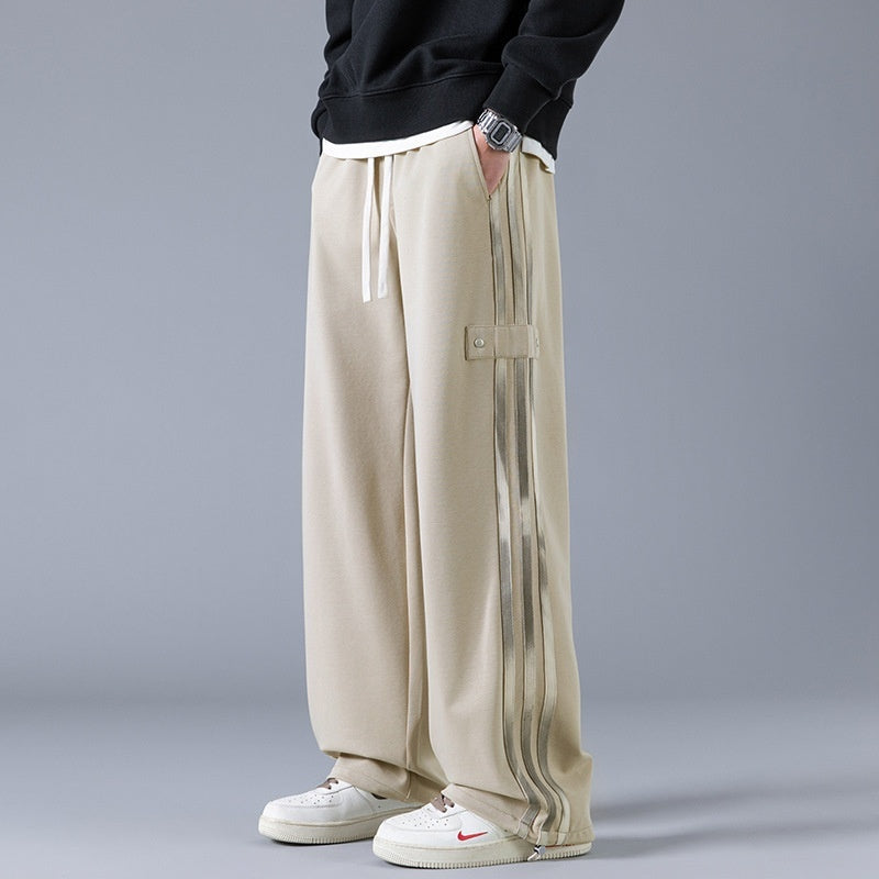 Mens Three-Stripe Sweatpants Spring American High-Street Style Joggers