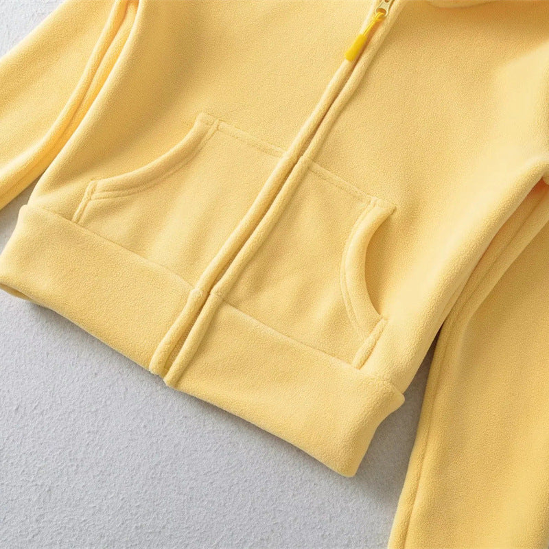 American-style Cropped Fleece Hoodie For Petite Women