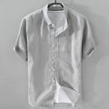 Japanese Linen Shirt Men Up-to-neck