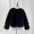 Faux Fox-fur Patchwork Winter Coat With Long Sleeves For Extra Warmth And Insulation