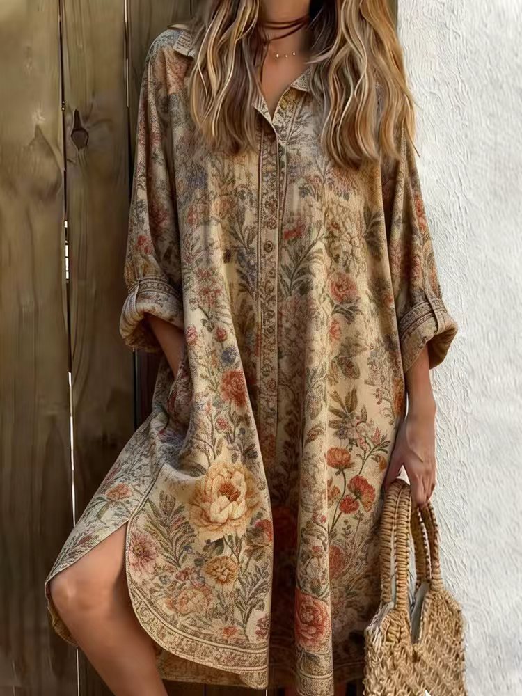 New Womens Printed Short Sleeve Shirt Dress