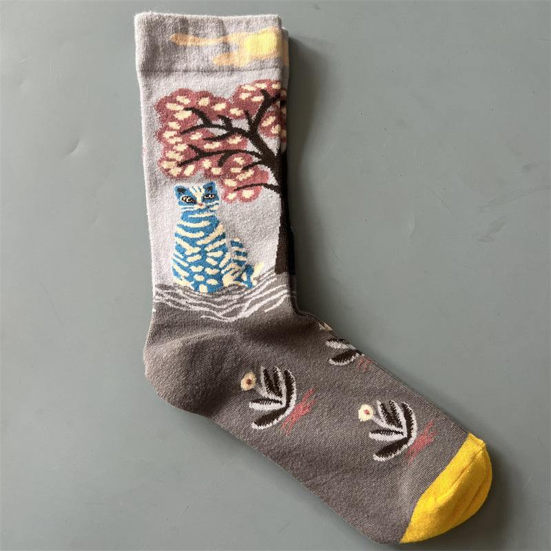 Retro-style Fun Mid-calf Socks For Men And Women