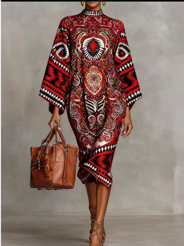 Digital Printing Fresh And Retro Flowy Dress