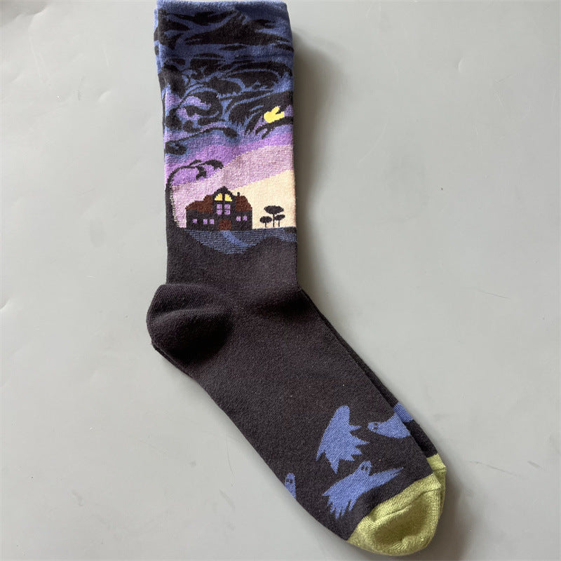 Retro-style Fun Mid-calf Socks For Men And Women