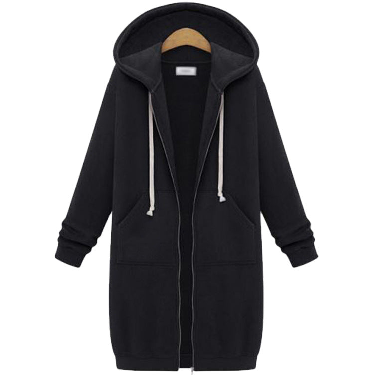 Women's Mid-length Hooded Long Sleeve Sweater