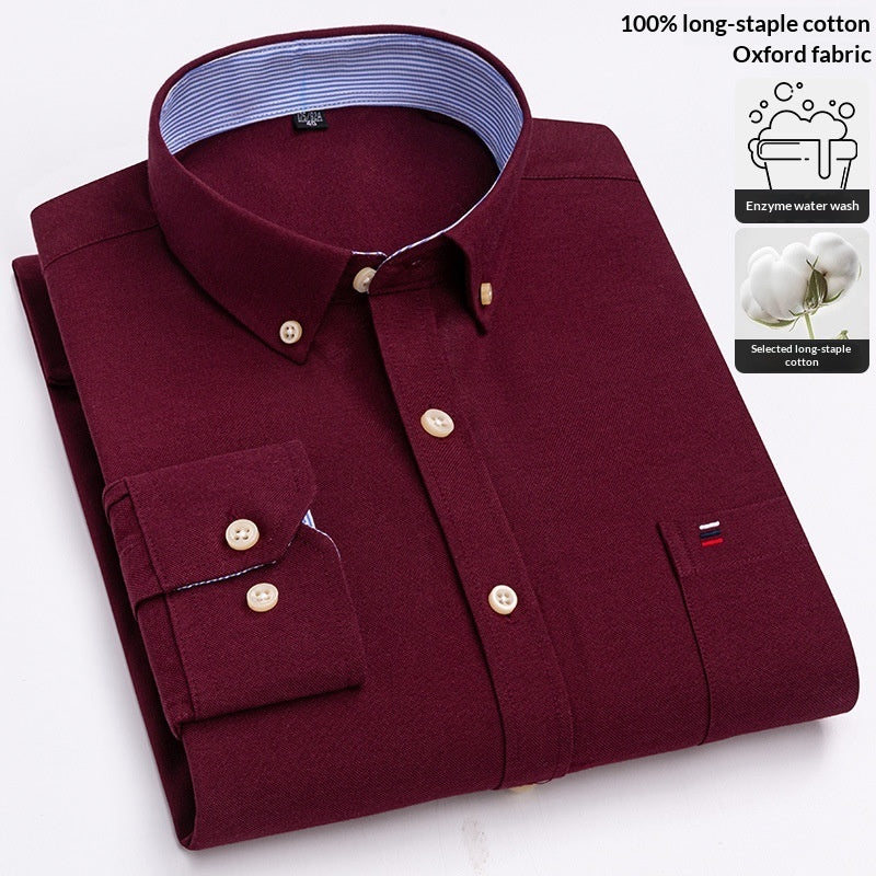 Plus-size Casual Plaid Shirt With Long Sleeves For Young And Middle-aged Men