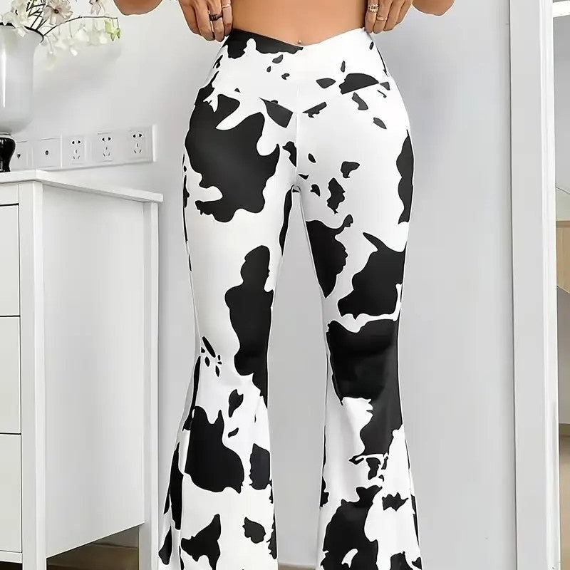 Womens Flared Yoga Pants With 3D Print