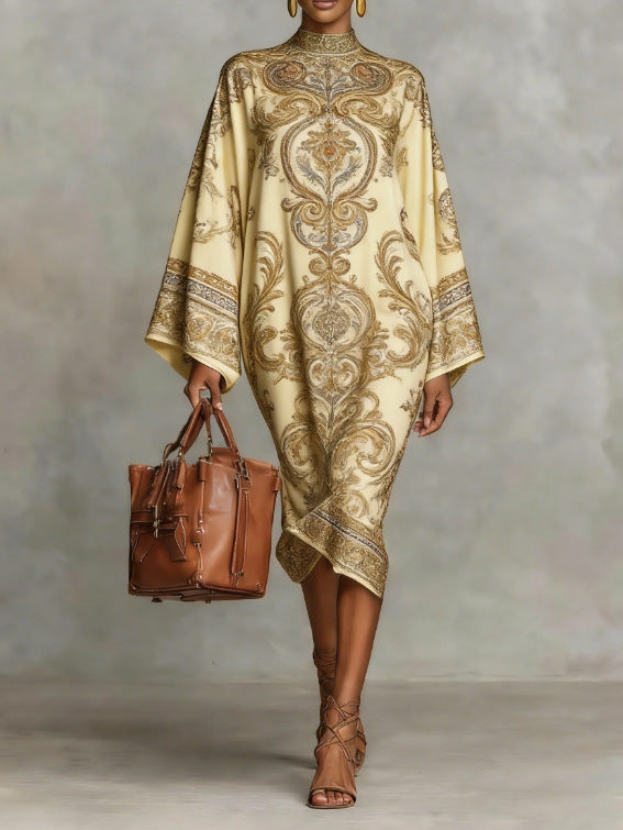 Digital Printing Fresh And Retro Flowy Dress