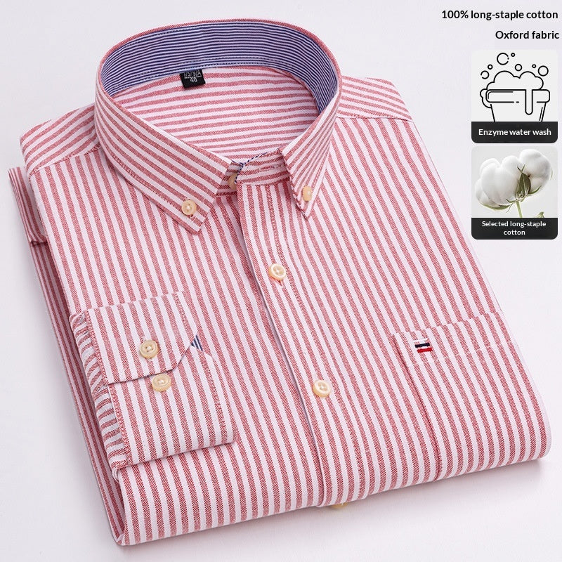 Plus-size Casual Plaid Shirt With Long Sleeves For Young And Middle-aged Men