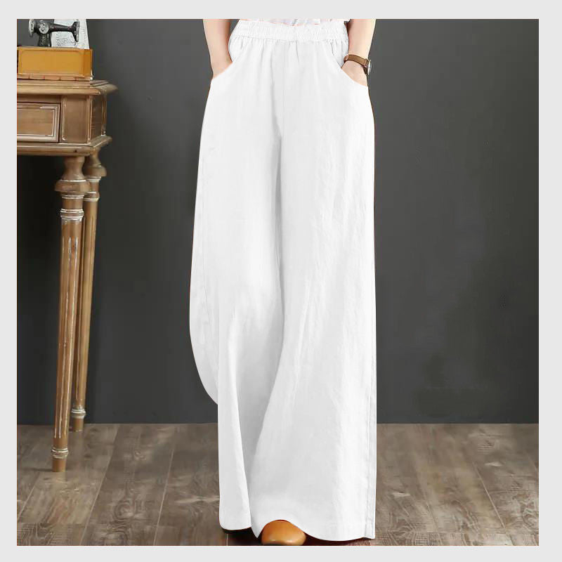 Wide Leg Linen Pants — Relaxed Fit
