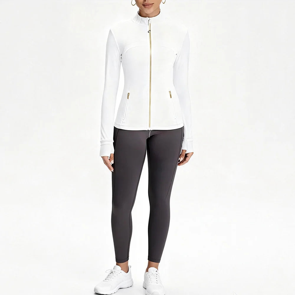 Breathable Seamless Quick Dry Plus Size Outdoor Sportswear Windproof Women Gym Yoga Jacket Set