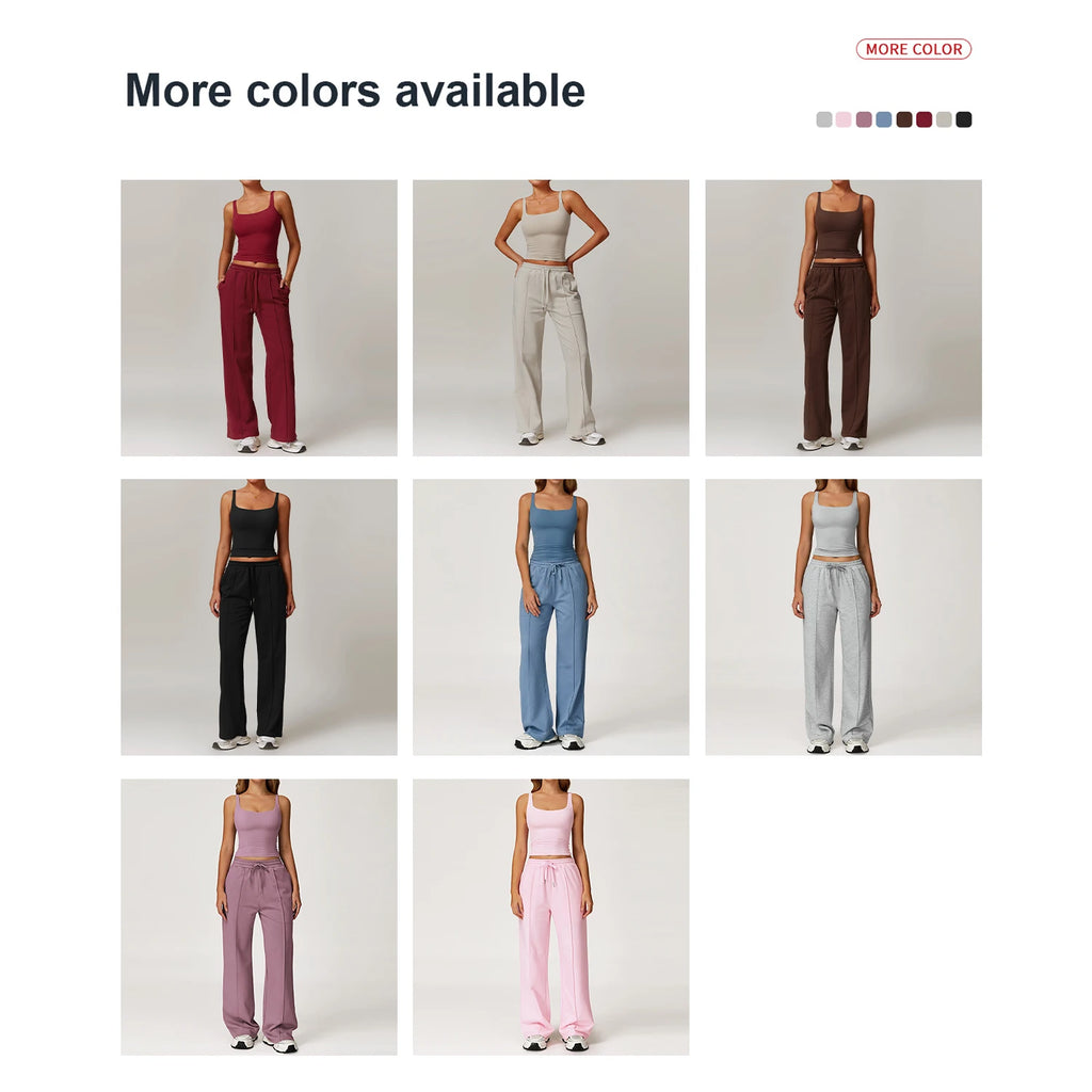 Custom High-quality Casual Sports Sweatshirt Women's High Waist Wide-leg Long-sleeved Jogging Clothes Gym Running Fitness Set (each piece sold separately)